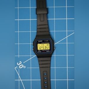 "Sunrise" Yellow Casio F91W Yellow Screen Mod Minimalist Brand New